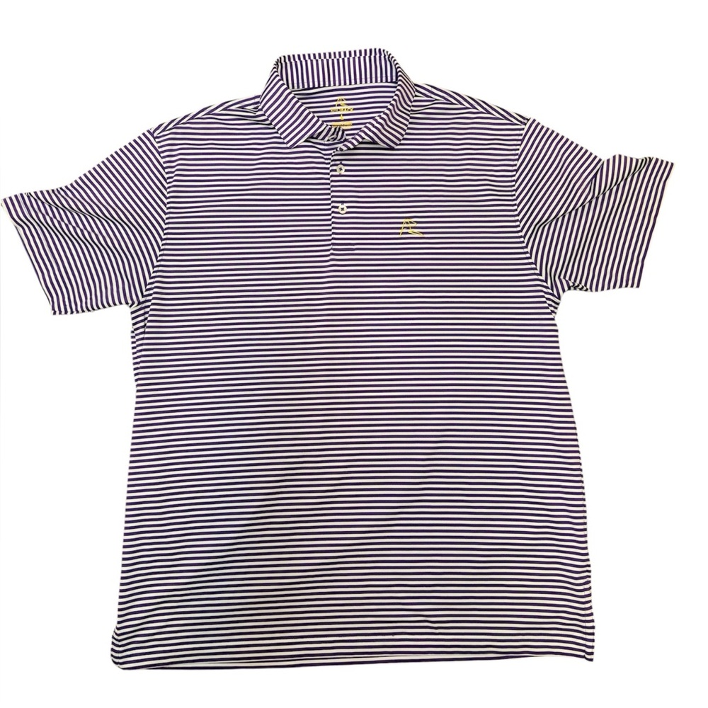 Rhoback Large Purple White Striped Men’s Golf Performance Polo